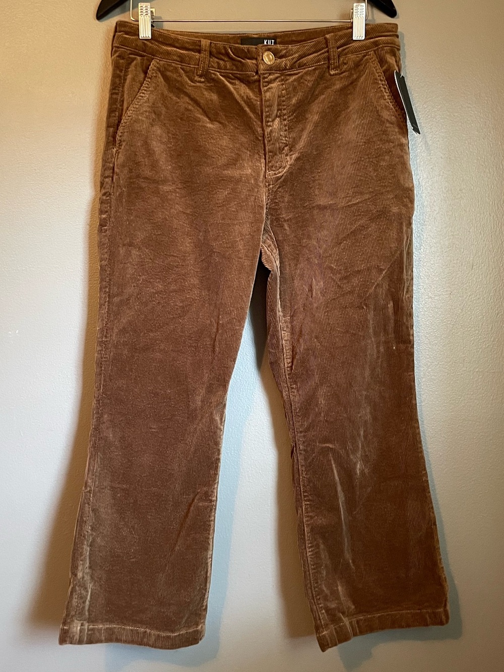 NWT Kut from the Kloth Sz 12 Petite Brown Mushroom Corduroy Pants Bottoms R $109